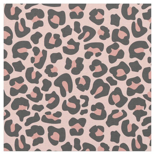 Blush Pink Black Leopard Print Fabric (Close Up)