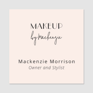 Blush Pink Black Makeup Salon Square Name Tag