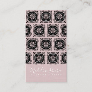 Blush Pink Black Mandala Yoga Macrame Business Card