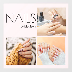 Blush Pink Black Minimal Logo Photo Nail Salon Window Cling