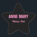 Blush Pink Black Name Makeup Artist Business Star Sticker<br><div class="desc">Printed with custom black colour background and blush pink text,  this is perfect for those who are looking for cool designs.</div>