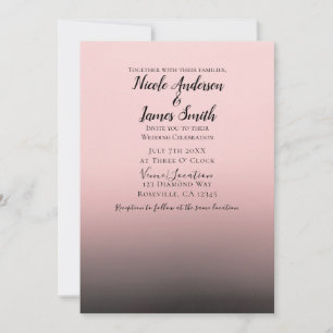 Blush Pink & Black Ombre Modern Chic Wedding Invitation