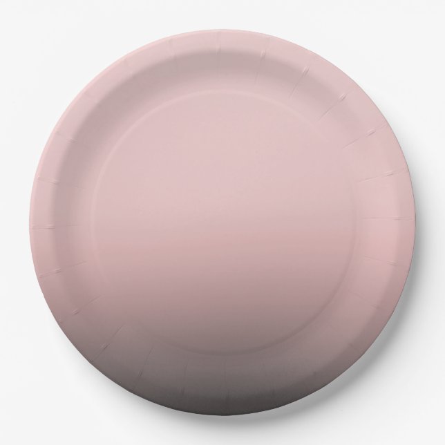 Blush Pink & Black Ombre Modern Chic Wedding Paper Plate (Front)