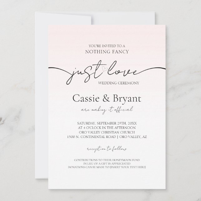 Blush Pink & Black Romantic Modern Script Wedding Invitation (Front)