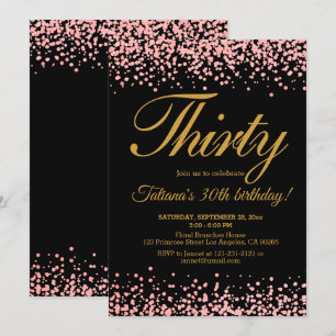 Blush Pink& Black Rose Gold Glitter Ombre Birthday Invitation