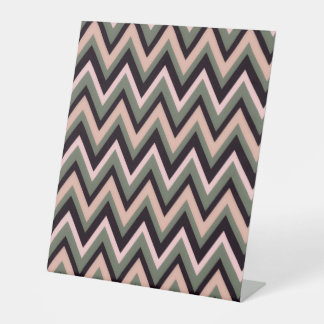 Blush Pink Black & Sage Chevron – Modern Zigzag Pedestal Sign