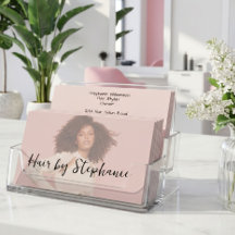 Blush Pink Black Script Photo Hair Salon Business