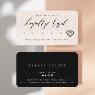 Blush Pink & Black Stylish Minimal Heart Love Loyalty Card
