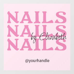 Blush Pink Black Typography Handle Nail Salon Window Cling