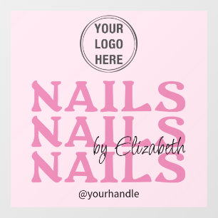 Blush Pink Black Typography Logo Handle Nail Salon Window Cling