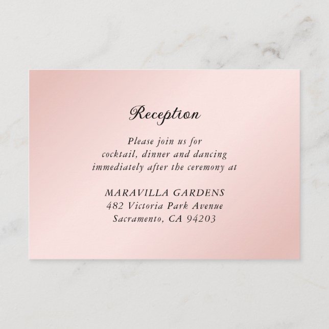 Blush Pink Black Wedding Details Accommodation Enclosure Card (Back)
