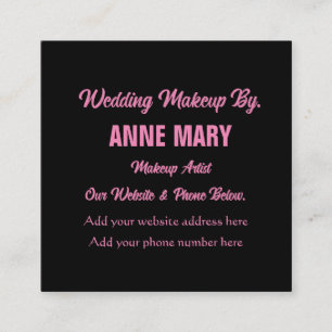 Blush Pink Black Wedding Makeup Artist Name Enclosure Card