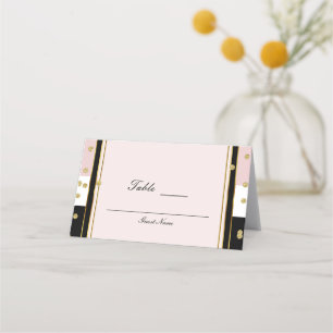 Blush Pink Black White & Gold Table Number Place Card