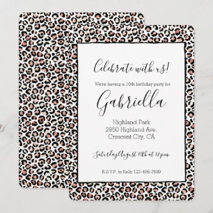 Blush Pink Black White Leopard Print Invitation