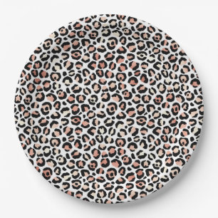 Blush Pink Black White Leopard Print  Napkins Paper Plate