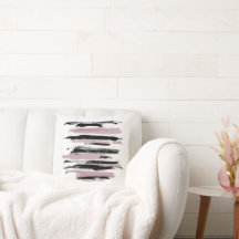 Blush Pink Black White Minimalist Abstract  Print