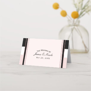 Blush Pink Black & White Stripe Table Number Place Place Card