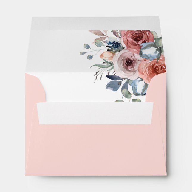Blush Pink, Blissful Floral, with Return Address Envelope (Back (Bottom))