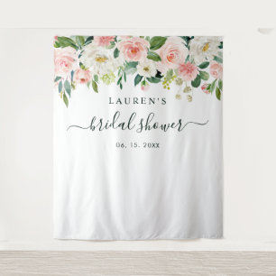 Blush Pink Bloom Bridal Shower Backdrop Tapestry