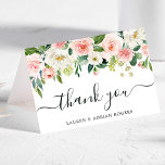 Blush Pink Bloom Folded Wedding Thank You Card<br><div class="desc">This wedding thank you card features painted watercolor flowers in blush pink,  white,  and green foliage. For more advanced customisation of this design,  Please click the "Customise further" link.  Matching items are also available.</div>