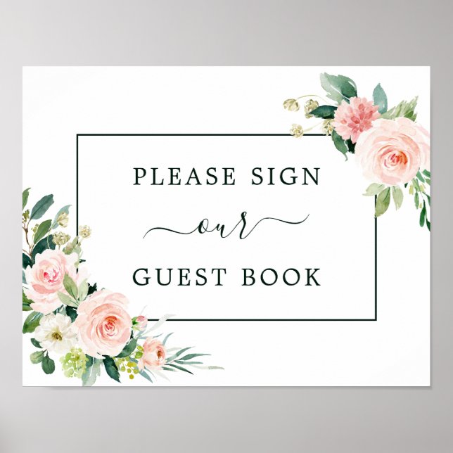 Blush Pink Bloom Guest Book Sign (Front)