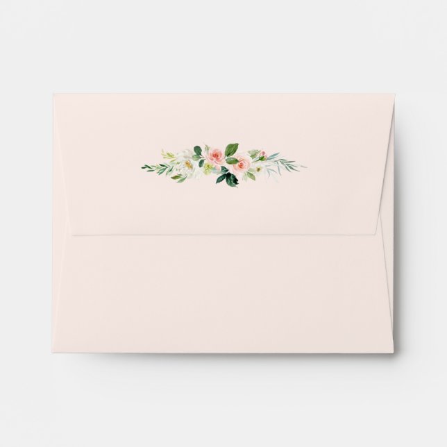 Blush Pink Bloom Pre-Printed Address RSVP Envelope (Back (Top Flap))