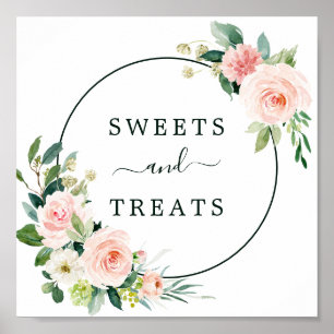 Blush Pink Bloom Sweets & Treats Dessert Sign