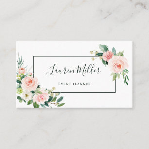 Blush Pink Bloom Watercolor Floral Business Card