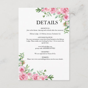 Blush Pink Bloom Wedding Enclosure Card
