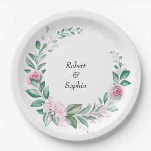 Blush Pink Bloom Wedding Paper Plate