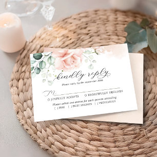 Blush Pink Bloom Wedding RSVP card