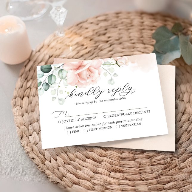  Blush Pink Bloom Wedding RSVP card (Creator Uploaded)