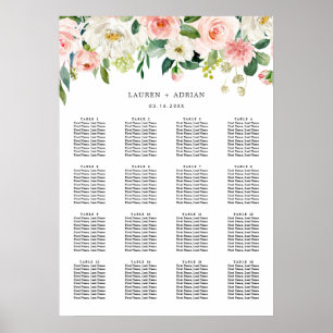 Blush Pink Bloom Wedding Seating Chart 