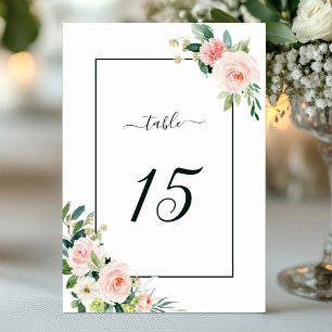 Blush Pink Bloom Wedding Table Number