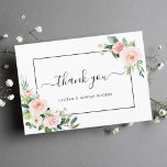 Blush Pink Bloom Wedding Thank You Card<br><div class="desc">This wedding thank you card features painted watercolor flowers in blush pink,  white,  and green foliage with a rectangular frame. For more advanced customisation of this design,  Please click the "Customise further" link.  Matching items are also available.</div>