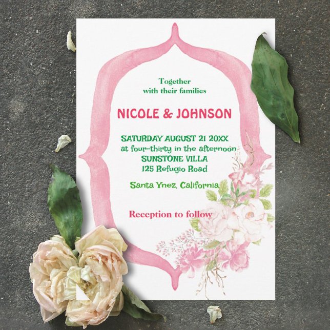 Blush Pink Blossom Floral Frame Wedding Invitation (Creator Uploaded)