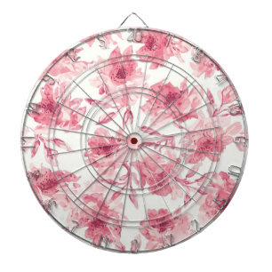 Blush Pink Blossoms Watercolor Painted Airy Floral Dartboard