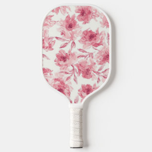Blush Pink Blossoms Watercolor Painted Airy Floral Pickleball Paddle