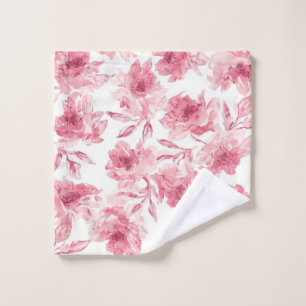 Blush Pink Blossoms Watercolor Painted Airy Floral Wash Cloth