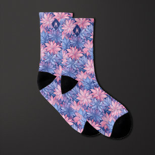 Blush Pink & Blue Floral Monogram Socks