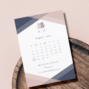 Blush Pink Blue Geometric Save The Date Wedding  Invitation