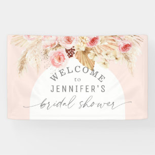 Blush pink Boho Arch Floral Pampas Bridal Shower  Banner