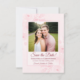 Blush Pink Boho Chic Peonies & Photo Wedding Save The Date