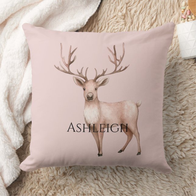 Blush Pink Boho Deer Tree Cushion (Blanket)