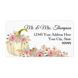 Blush Pink Boho Floral Gold Glitter White Pumpkin