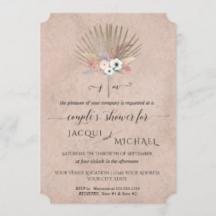 Blush Pink BOHO Floral Pampas Couples Shower Invitation