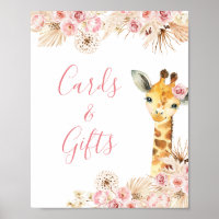 Blush Pink Boho Giraffe Baby Shower Cards & Gifts
