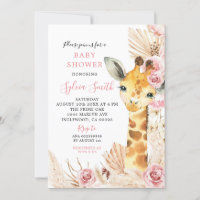 Blush Pink Boho Giraffe Girl Baby Shower