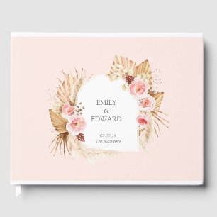 Blush Pink Boho Pampas Floral arch GUest Book