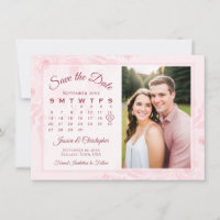 Blush Pink Boho Peonies Calendar & Photo Wedding